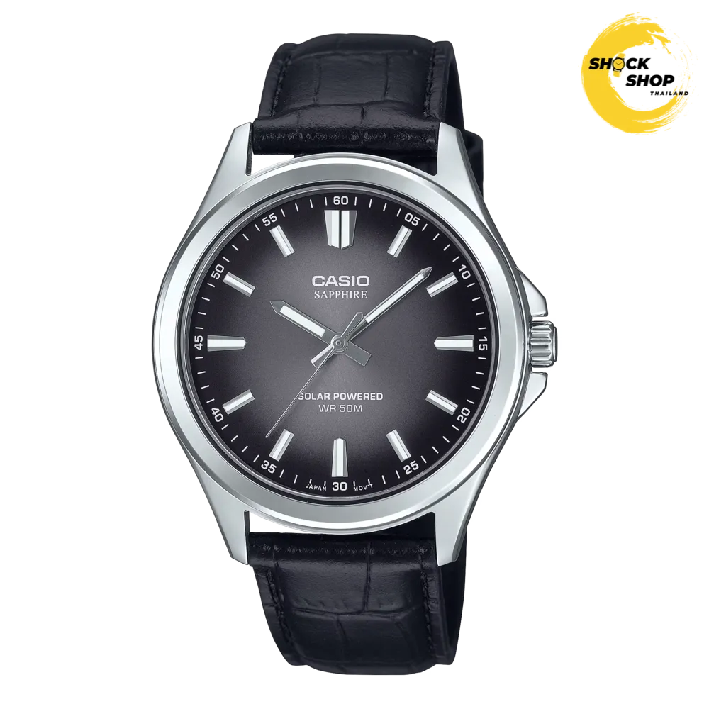 CASIO นาฬิกาผู้ชาย รุ่น MTS-RS100L-1A Solar กระจก Sapphire สายหนัง คาสิโอ