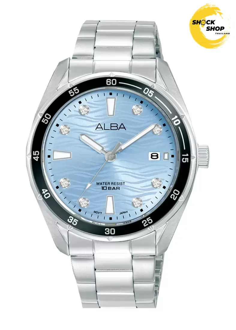 ALBA นาฬิกาข้อมือ ผู้หญิง รุ่น AG8P11X Blue patterned dial
