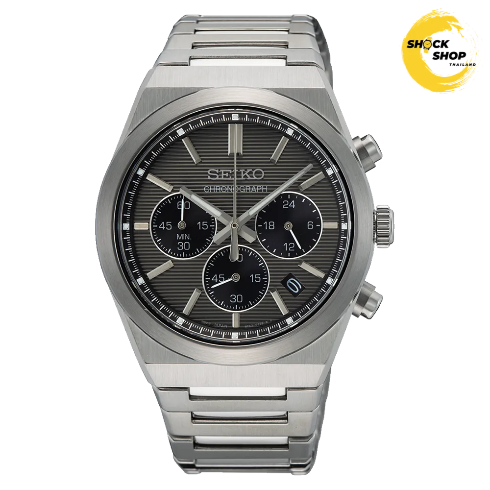 SEIKO Quartz Chronograph นาฬิกาข้อมือผู้ชาย (ไซโก) รุ่น SSB455P ขนาด 40 mm สีดำ