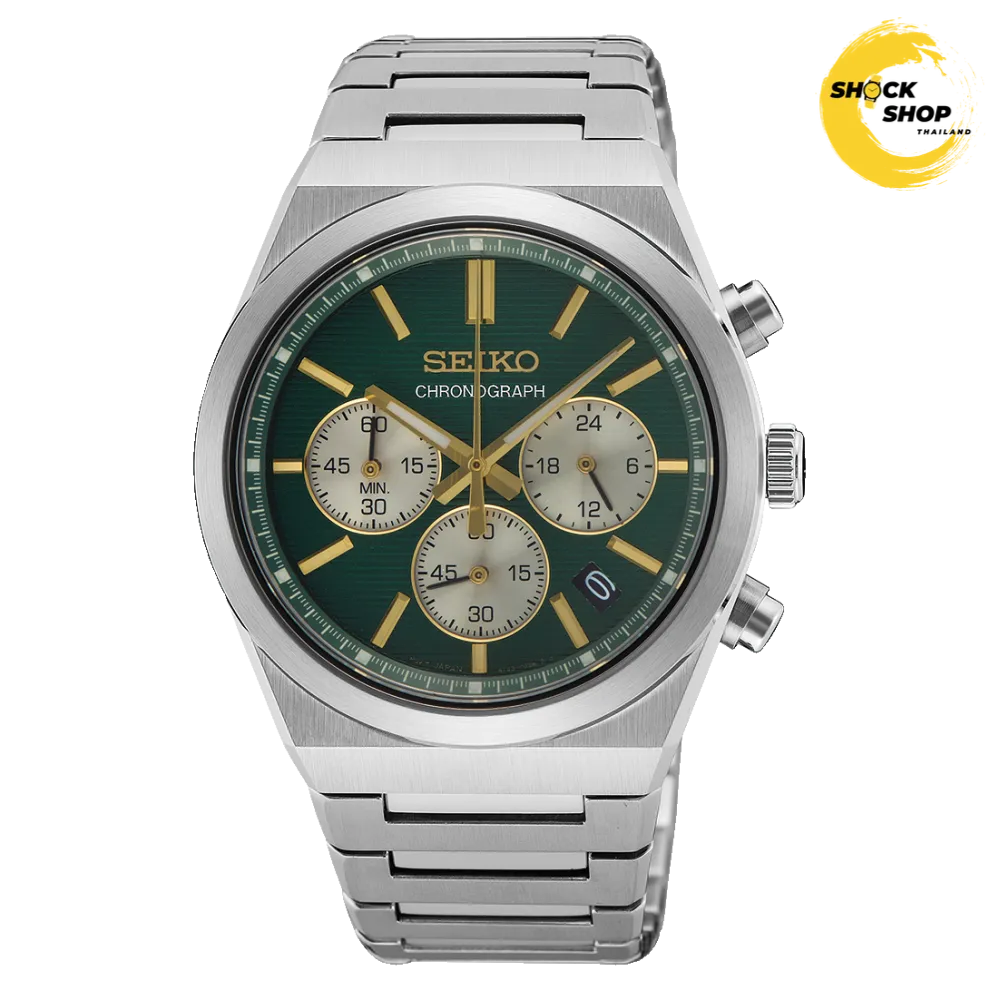 SEIKO Quartz Chronograph นาฬิกาข้อมือผู้ชาย (ไซโก) รุ่น SSB461P ขนาด 40 mm สีเขียว