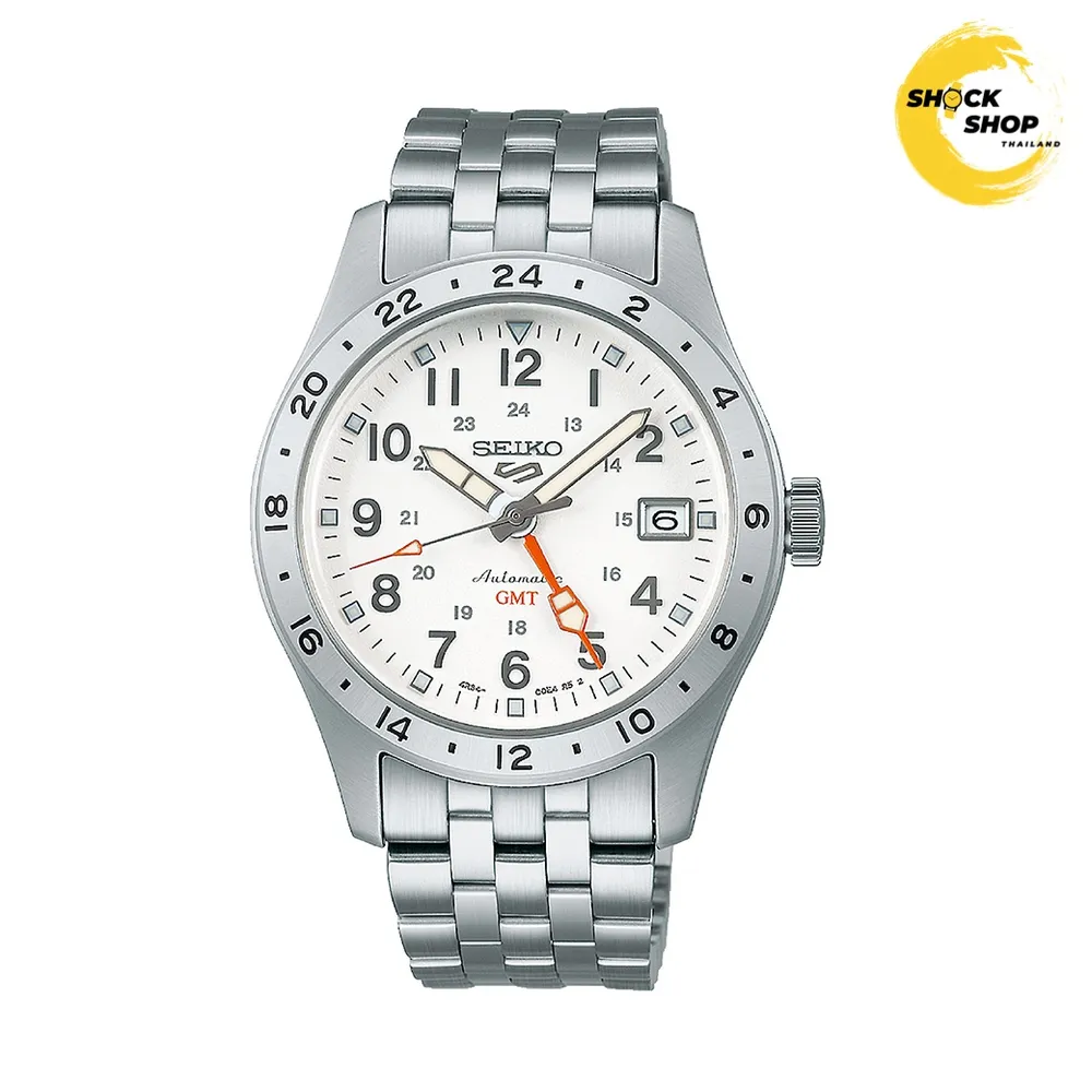 SEIKO 5 SPORTS FIELD GMT นาฬิกาข้อมือผู้ชาย (ไซโก) รุ่น SSK059K 39.4 มม. สีขาว