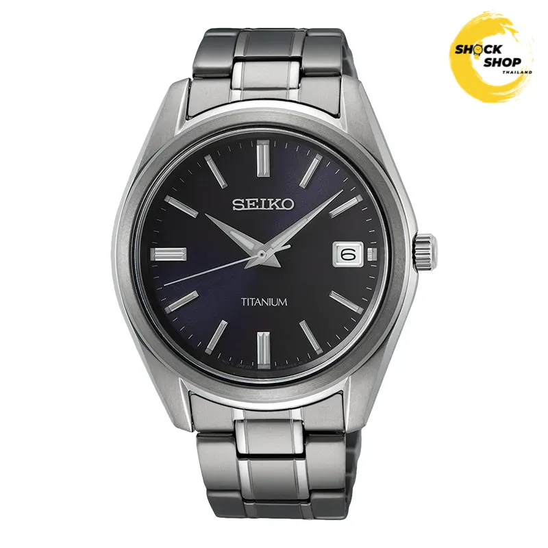 SEIKO QUARTZ TITANIUM นาฬิกาข้อมือผู้ชาย (ไซโก) รุ่น SUR373P ขนาด 40 mm สีน้ำเงิน