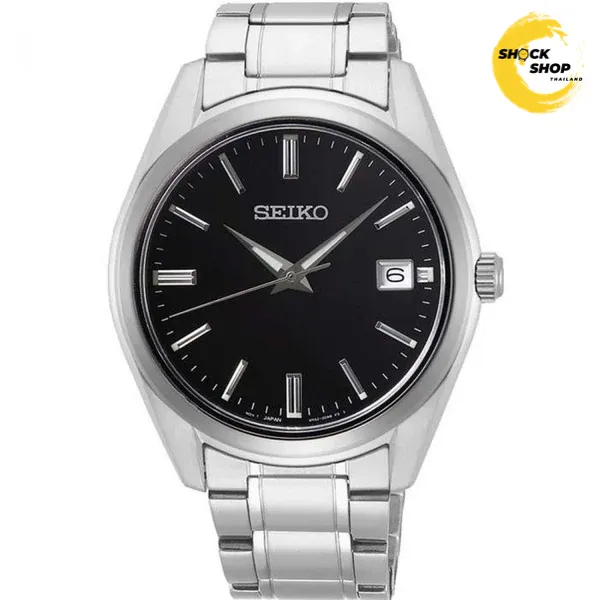 SEIKO QUARTZ TITANIUM นาฬิกาข้อมือผู้ชาย (ไซโก) รุ่น SUR375P ขนาด 40 mm สีดำ