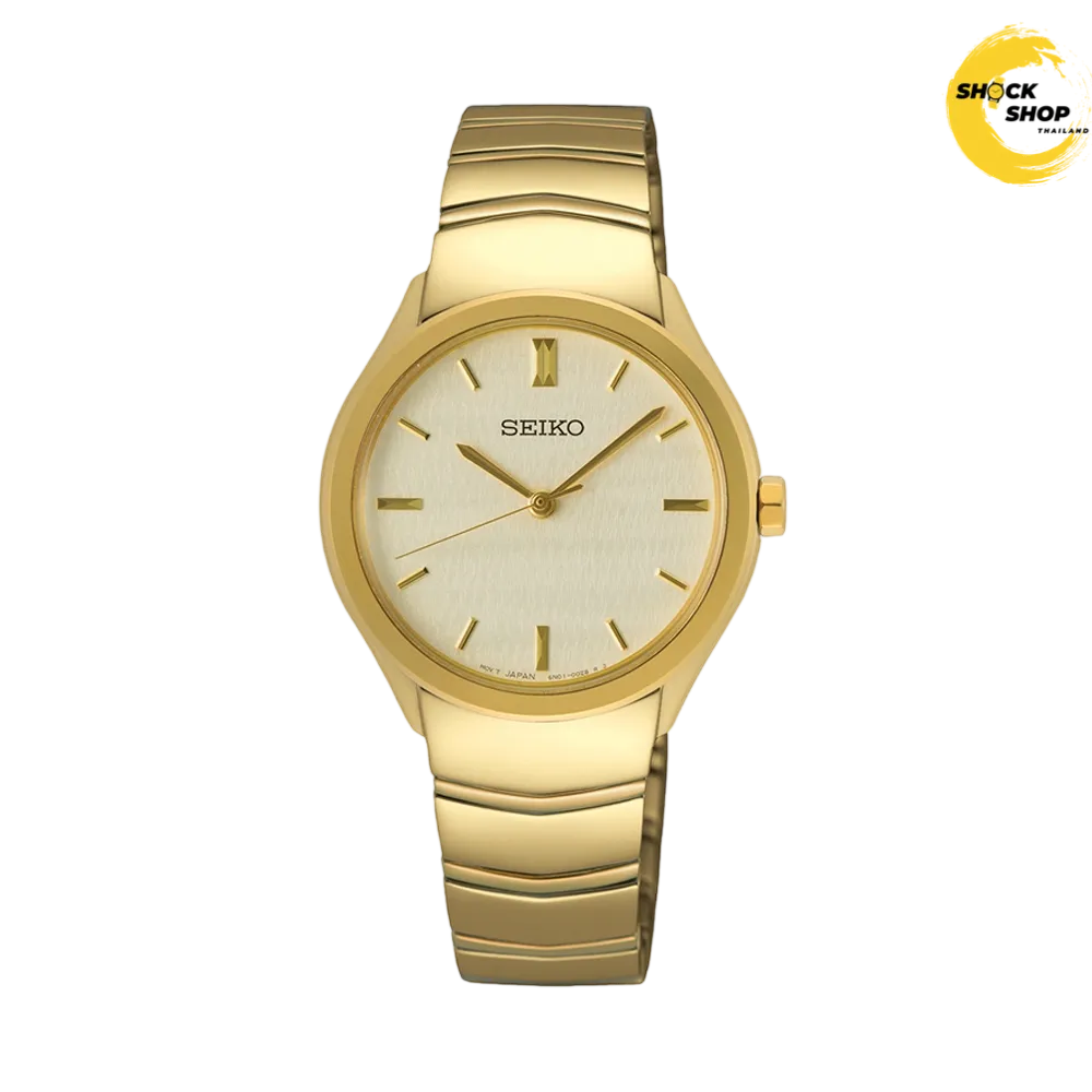 SEIKO Quartz นาฬิกาข้อมือผู้หญิง (ไซโก) รุ่น SUR552P ขนาด 30 mm สีทอง