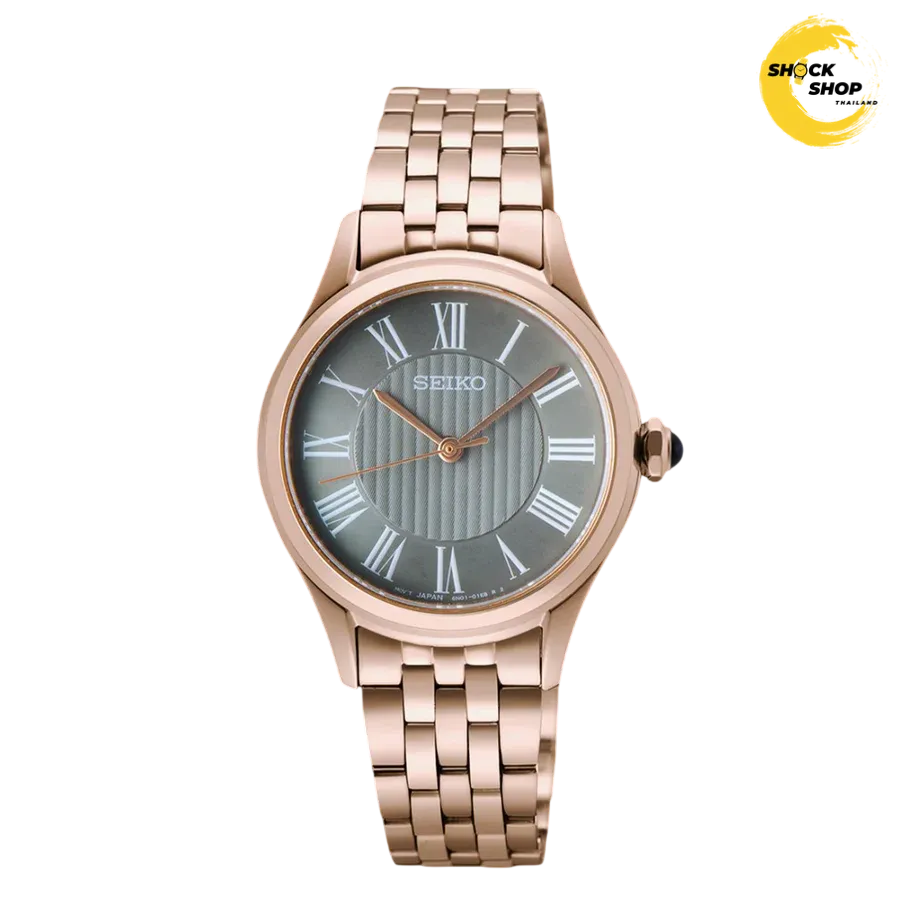 SEIKO QUARTZ SAPPHIRE นาฬิกาข้อมือผู้หญิง (ไซโก) รุ่น SUR614P ขนาด 29.6 mm สีโรสโกลด์