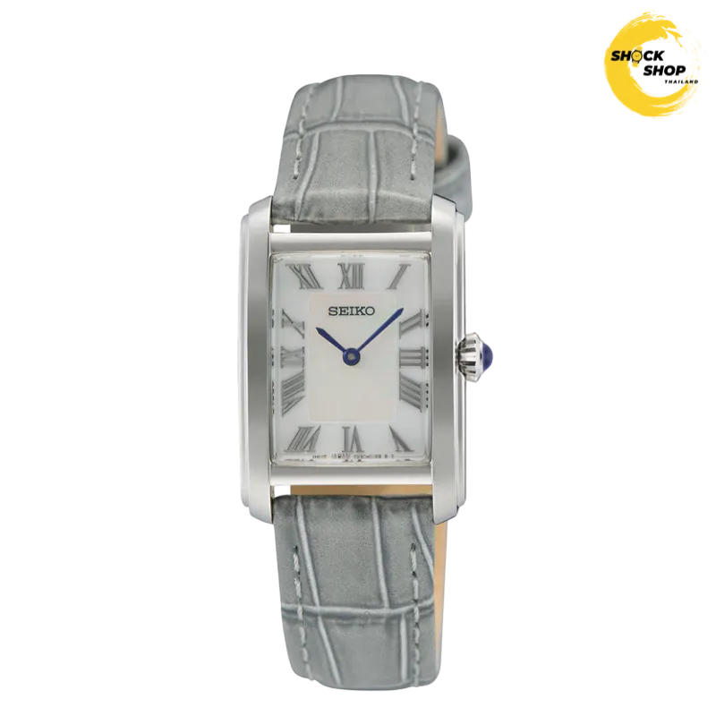 SEIKO QUARTZ นาฬิกาข้อมือผู้หญิง (ไซโก) รุ่น SWR099P ขนาด 22.2 mm สายหนัง สีเทา