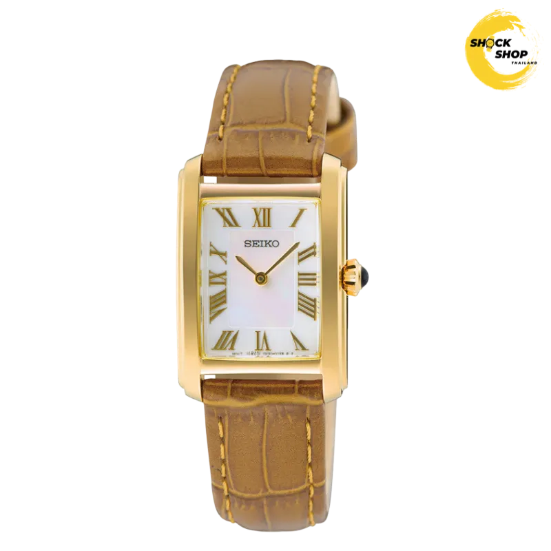 SEIKO QUARTZ นาฬิกาข้อมือผู้หญิง (ไซโก) รุ่น SWR100P ขนาด 22.2 mm สายหนัง สีน้ำตาล