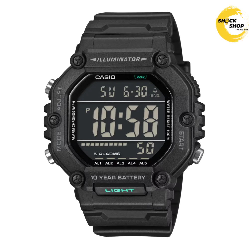 CASIO นาฬิกาข้อมือผู้ชาย ดิจิตอล รุ่น AE-1600HX-1B วัสดุเรซิ่น สีดำ คาสิโอ