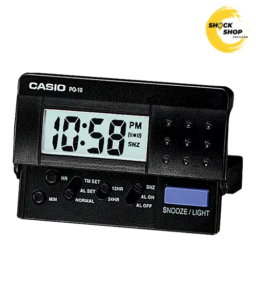 CASIO Table Clocks นาฬิกาตั้งโต๊ะ ตั้งปลุกดิจิตอล รุ่น PQ-10-1R สีดำ ขนาดเล็ก คาสิโอ