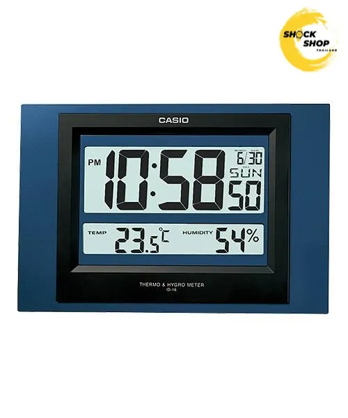 CASIO ID-16S-2D นาฬิกาดิจิตอลอเนกประสงค์ ตั้งโต๊ะ/แขวนผนัง วัดอุณหภูมิ-ความชื้นได้