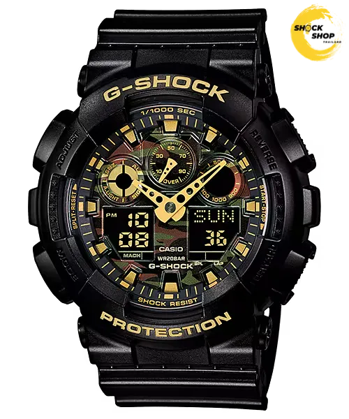 CASIO G-SHOCK นาฬิกาข้อมือผู้ชาย หน้าปัดลายพราง รุ่น GA-100CF-1A9 จีช็อค
